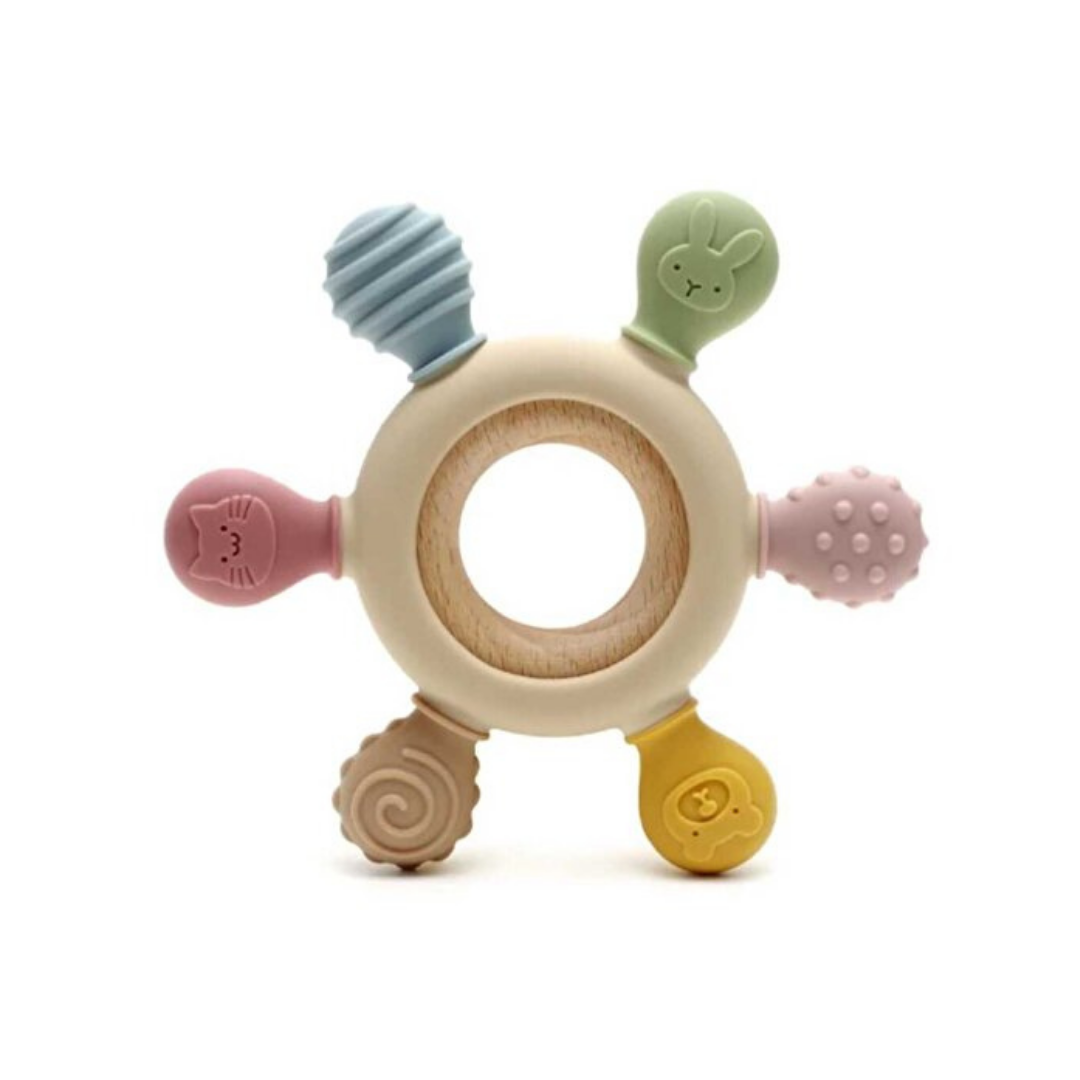 Bebek Dostu Silikon ve Ahşap Diş Kaşıyıcı