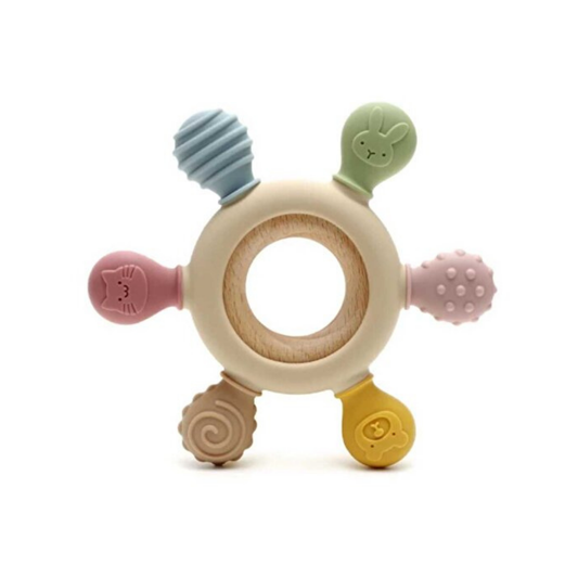 Bebek Dostu Silikon ve Ahşap Diş Kaşıyıcı